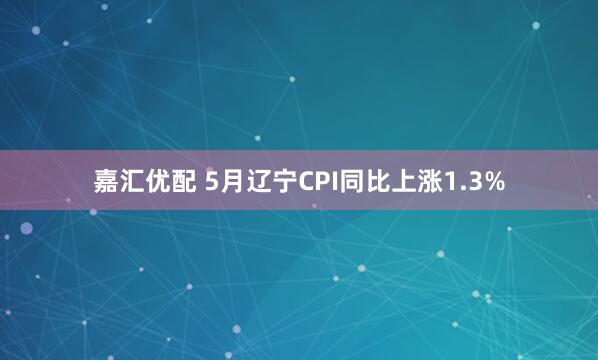 嘉汇优配 5月辽宁CPI同比上涨1.3%